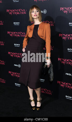 Los Angeles, CA, USA Sept 12th 2012.  Sienna Guillory at the film premiere for Resident Evil - Retribution Photo © Sydney Alford / ALAMY Stock Photo