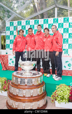 13/09/2012 Gijón, Spain. Presentation Davis Cup semifinal between Spain and the U.S. In the Botanical Garden of Gijón. Spanish team comprised: David Ferrer, Nicolas Almagro Marcel Granollers, Mario Lopez, Corretja Alex. Credit:  Aurelio Flórez / Alamy Live News Stock Photo