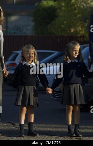 Sept. 14, 2012 - Madrid, Spain - Prince Felipe and Princess Letizia attends first day of school of Princess Leonor and Princess Sofia at Los Rosales School in Madrid (Credit Image: © Jack Abuin/ZUMAPRESS.com) Stock Photo