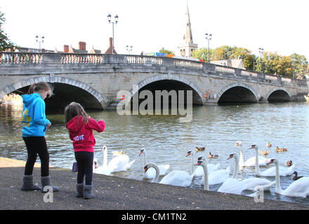 Bedford, UK - Bedford's Town Bridge over the River Great Ouse -  A selection of views of the county town of Bedford, England - 15th September 2012  Photo by Keith Mayhew Stock Photo