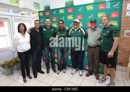 GANSBAAI, SOUTH AFRICA - SEPTEMBER 15, Group photo during the Springbok Sevens coaching clinic at Absa Spaces for Sport centre on September 15, 2012 in Gansbaai, South Africa Photo by Luke Walker / Gallo Images Stock Photo