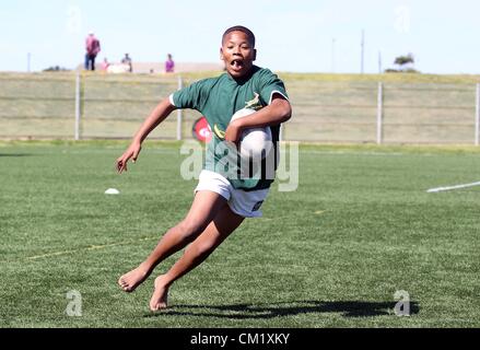 GANSBAAI, SOUTH AFRICA - SEPTEMBER 15, Activities during the Springbok Sevens coaching clinic at Absa Spaces for Sport centre on September 15, 2012 in Gansbaai, South Africa Photo by Luke Walker / Gallo Images Stock Photo