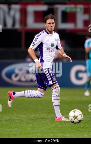 Bram Nuytinck (RCS Anderlecht) ;  September 18; 2012 - Football :Uefa Champions League 2012-2013;Match 1 , Group C; match between Milan 0-0 RSC Anderlecht at Giuseppe Meazza  Stadium  ; Milano, Milano.;;( photo by aicfoto)(ITALY) [0855] Stock Photo