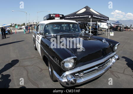 EL MONTE, CALIFORNIA, USA - SEPTEMBER 23, 2012 - A vintage El Monte police vehicle on display at the El Monte Air Show Stock Photo