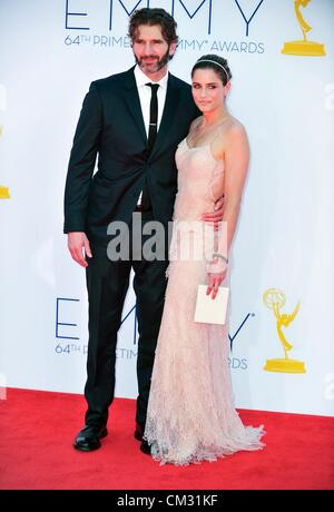 David Benioff Amanda Peet arrivals64th Primetime Emmy Awards - ARRIVALS Nokia Theatre L.A LIVE Los Angeles CA September 23 2012 Stock Photo