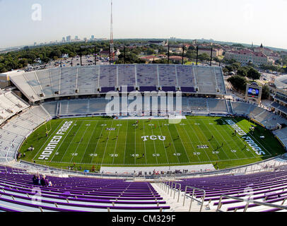 Sept. 22, 2012 - Fort Worth, Texas, United States of America - TCU Horned Frogs stadium before the game between the Virginia Cavaliers and the TCU Horned Frogs  at the Amon G. Carter Stadium in Fort Worth, Texas. TCU defeats Virginia 27 to 7. (Credit Image: © Dan Wozniak/ZUMAPRESS.com) Stock Photo