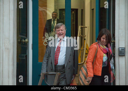 24th September 2012. London UK. Former Justice Minister and Minister without Portfolio Ken Clarke leaves the Cabinet Office in Whitehall London Stock Photo
