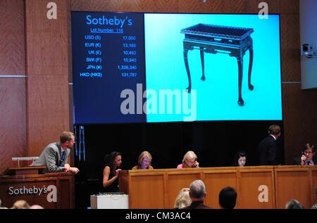 Sept. 24, 2012 - Manhattan, New York, U.S. - Sotheby's hosts the auction of contents of two of Brooke Astor's residences in Manhattan, Monday September 24, 2012. (Credit Image: © Bryan Smith/ZUMAPRESS.com) Stock Photo