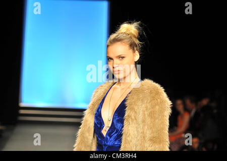 JOHANNESBURG, SOUTH AFRICA - SEPTEMBER 27: A model showcases a design from TWO. In the Autumn/Winter Collections 2013, which is part of SA Fashion week, on September 27, 2012 in Johannesburg, South Africa (Photo by Gallo Images / Dino Lloyd) Stock Photo