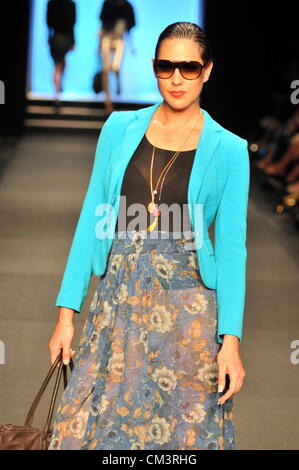 JOHANNESBURG, SOUTH AFRICA - SEPTEMBER 27: A model showcases a design from TWO. In the Autumn/Winter Collections 2013, which is part of SA Fashion week, on September 27, 2012 in Johannesburg, South Africa (Photo by Gallo Images / Dino Lloyd) Stock Photo