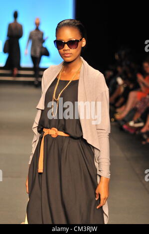 JOHANNESBURG, SOUTH AFRICA - SEPTEMBER 27: A model showcases a design from TWO. In the Autumn/Winter Collections 2013, which is part of SA Fashion week, on September 27, 2012 in Johannesburg, South Africa (Photo by Gallo Images / Dino Lloyd) Stock Photo