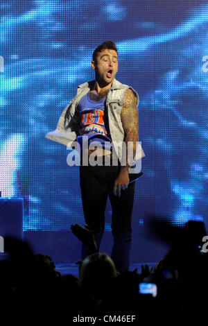 September 28, 2012. Toronto, Canada. Annual youth empowerment event WE DAY, an initiative of Free The Children,  held at Toronto's Air Canada Centre. In picture, Jacob Hoggard of Hedley performs on stage. Stock Photo