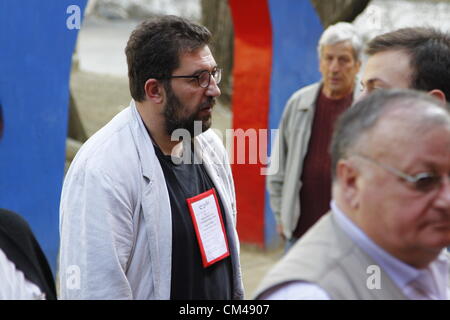 1 October 2012 - Tibilisi, Georgia - Observers from the NCO Democratic Movement for Georgia watch like hawks inside and outside the polling station that everything is going according to the rules. People as well as press are encouraged to report if they are in any way pressured or inhibited. Credit:  Johann Brandstatter / Alamy Live News Stock Photo