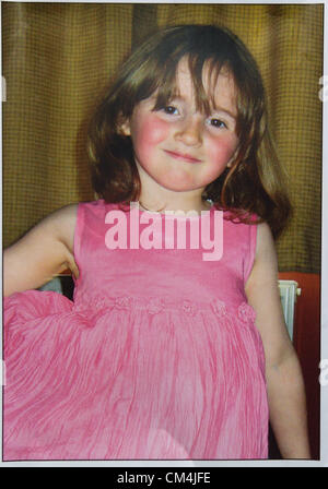 Wednesday Oct 3 2012. Collect photo of 5 year old girl APRIL JONES abducted from outside her house in Machynlleth, Powys, Wales, UK on Monday 1st Oct 2012.  The police have arrested a man in connection with the case, and though they are not naming him he has been identified locally as 46 year old MARK BRIDGER who lived in the area and was known to the family of the missing girl. Stock Photo