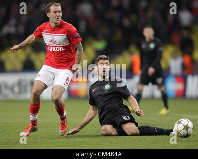 Oct. 2, 2012 - Moscow, Russia - Celtic Scottish football club from Glasgow plays in Moscow vs FC Spartak Moscow in the UEFA Champions League Qualifier...Pictured: October 02,2012. Moscow,Russia. Celtic's Charlie Mulgrew #21  (Credit Image: © Nata Nechaeva/PhotoXpress/ZUMAPRESS.com) Stock Photo