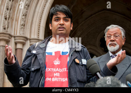 London, UK. 05/10/12. Hamja Ahsan, brother Tahla Ahsan speaks after finding out his brother has lost his last ditch extradition appeal. Credit:  Pete Maclaine / Alamy Live News Stock Photo