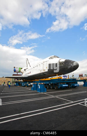 The space shuttle Endeavour was transported over land through Los ...