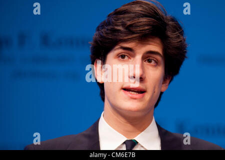 Oct. 14, 2012 - Boston, Massachusetts, U.S. - Grandson of President John F. Kennedy, JACK SCHLOSSBERG speaks at the 50th anniversary program of the Cuban Missile Crisis at the Kennedy Library. (Credit Image: © Kelvin Ma/ZUMAPRESS.com) Stock Photo