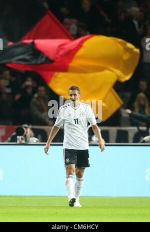 16.10.2012. Berlin, Germany.  Germany's Miroslav Klose after scoring the first goal during the FIFA World Cup 2014 qualifying soccer match between Germany and Sweden at Olympic stadium in Berlin, Germany, 16 October 2012. Credit:  Action Plus Sports Images / Alamy Live News Stock Photo