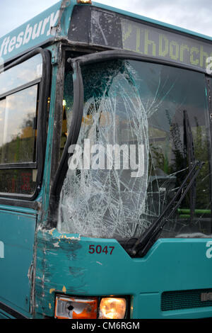 A coach and bus carrying school pupils collided on the A352 near to Cerne Abbas 17 Oct 2012 PICTURE BY: DORSET MEDIA SERVICE Stock Photo