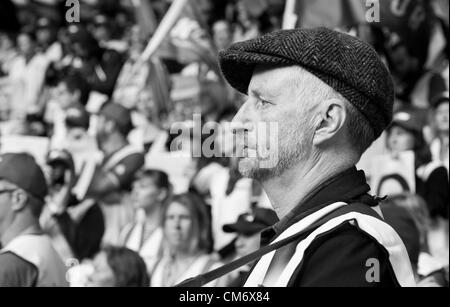 Billy Bragg performs at workers union protest in Melbourne, Australia. 19th October, 2012. Stock Photo