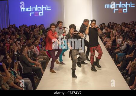 Oct. 19, 2012 - Los Angeles, California, U.S. - Boy band Midnight Red perform during the opening night of Los Angeles Fashion Weekend 'Spring 2013 Collection' at Sunset Gower Studios in Hollywood. (Credit Image: © Ringo Chiu/ZUMAPRESS.com) Stock Photo