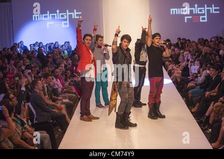 Oct. 19, 2012 - Los Angeles, California, U.S. - Boy band Midnight Red perform during the opening night of Los Angeles Fashion Weekend 'Spring 2013 Collection' at Sunset Gower Studios in Hollywood. (Credit Image: © Ringo Chiu/ZUMAPRESS.com) Stock Photo