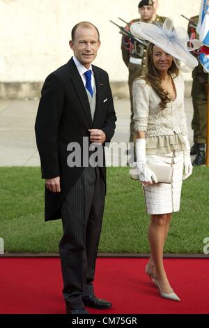 Oct. 20, 2012 - Luxembourg, Spain - Prince Kyril and Miriam Hungria attend a Religious wedding of HRH Guillaume the Hereditary Grand Duke and Countess Stephanie de Lannoy at Cathedral of Notre-Dame de Luxembourg on October 20, 2012 in Luxembourg (Credit Image: © Jack Abuin/ZUMAPRESS.com) Stock Photo