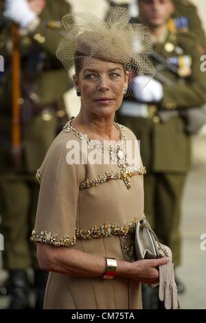 Oct. 20, 2012 - Luxembourg, Spain - HRH Princess Caroline of Hanover attend a Religious wedding of HRH Guillaume the Hereditary Grand Duke and Countess Stephanie de Lannoy at Cathedral of Notre-Dame de Luxembourg on October 20, 2012 in Luxembourg (Credit Image: © Jack Abuin/ZUMAPRESS.com) Stock Photo