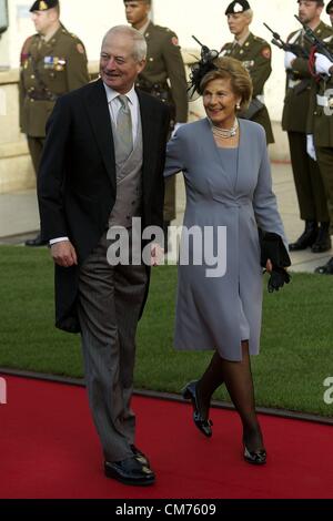 Oct. 20, 2012 - Luxembourg, Spain - TSH Prince Hans-Adam II and Princess Marie-Aglae? of Liechtenstein attend a Religious wedding of HRH Guillaume the Hereditary Grand Duke and Countess Stephanie de Lannoy at Cathedral of Notre-Dame de Luxembourg on October 20, 2012 in Luxembourg (Credit Image: © Jack Abuin/ZUMAPRESS.com) Stock Photo