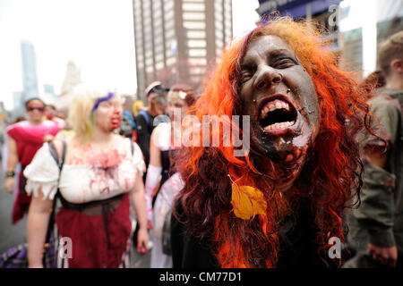 October 20, 2012. Toronto, Canada. Zombies take over the streets of downtown Toronto in the annual Toronto Zombie Walk.  (DCP/N8N) Stock Photo