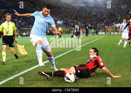 20.10.2012. Rome, Italy.  Series A Lazio versus AC Milan. Antonio Candreva Lazio Mario Yepes Milan Stock Photo