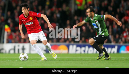 23.10.2012 Manchester, England. Manchester United's Shinji Kagawa   in action during the Champions League game between Manchester United and Braga from Old Trafford. Stock Photo