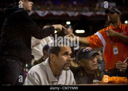 Oct. 24, 2012 - San Francisco, California, USA - former Giants Catcher Benito Santiago watches during game 1 of the World Series between the San Francisco Giants and the Detroit Tigers on Wednesday October 24, 2012 at AT&T Park in San Francisco, California. (Credit Image: © Jose Luis Villegas/Sacramento Bee/ZUMAPRESS.com) Stock Photo