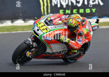 26.10.2012 Phillip Island,Melbourne, Australia. Valentino Rossi riding his Ducati GP12 for team Ducati Marlboro during the practice rounds of the Air Asia  Australian Moto GP at the Phillip Island circuit. Stock Photo