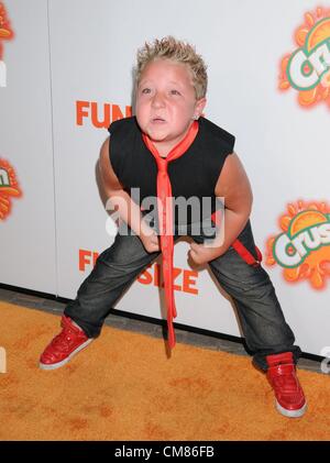 Oct. 25, 2012 - Los Angeles, California, U.S. - Actor JACKSON NICOLL flexes at the Los Angeles Premiere of 'Fun Size' held at the Paramount Studios in Hollywood. (Credit Image: © Paul Fenton/ZUMAPRESS.com) Stock Photo