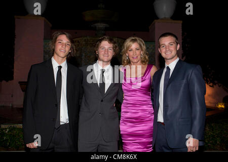 Oct. 27, 2012 - Delray Beach, Florida, U.S. - Colton, Nicky and Alex Mills with their mother, CHRIS EVERT at the 2012  Chris Evert/Raymond James Pro-Celebrity Tennis Classic Gala. (Credit Image: © Fred Mullane/ZUMAPRESS.com) Stock Photo