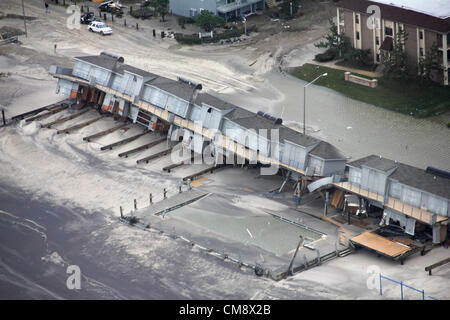 New Jersey, Usa. 30th October 2012. Aerial view of property damage along the New Jersey coast caused by Hurricane Sandy October 30, 2012. Sandy swept through the region resulting in 26 deaths in seven states in the past 48 hours and shutting power to more than 6 million people Stock Photo