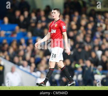 31.10.2012.London, England.  Michael Keane of Manchester United in action during the the Capital One Cup Fourth Round game between Chelsea and Manchester United at Stamford Bridge Stock Photo