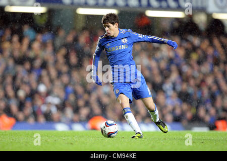 31.10.2012.London, England.  Oscar of Chelsea in action during the the Capital One Cup Fourth Round game between Chelsea and Manchester United at Stamford Bridge Stock Photo
