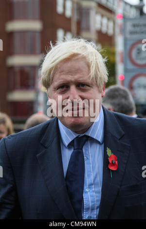 Bristol, UK. 31st October 2012. London mayor, Boris Johnson, visits Bristol to offer his support to both the Tory candidate in the Bristol mayoral election Geoff Gollop, and Ken Maddock, the Conservative candidate for Police Commissioner Stock Photo