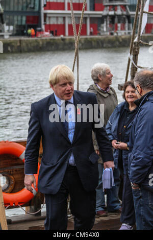 Bristol, UK. 31st October 2012. London mayor, Boris Johnson, visits Bristol to offer his support to both the Tory candidate in the Bristol mayoral election Geoff Gollop, and Ken Maddock, the Conservative candidate for Police Commissioner Stock Photo