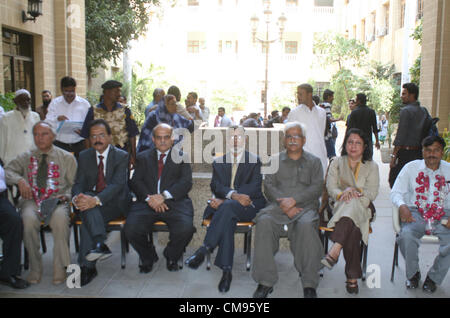 Dow Medical University Vice Chancellor, Dr. Masood  Hameed and others are protesting and on hunger strike against FIR that launched against Dr.  Saeed Qureshi and his Paramedical Staff, during demonstration at Dow Medical University in  Karachi on Thursday, November 01, 2012. Stock Photo