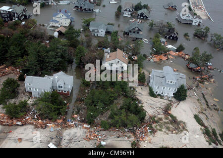 Aerial views of the damage caused by Hurricane Sandy to the New Jersey October 30, 2012. Stock Photo