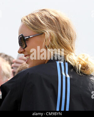 28.06.2012. County Antrim, Northern Ireland. Rory McIlroy's tennis star girlfriend Caroline Wozniacki watches on during the first round of the Irish Open at his hometown course of Royal Portrush in County Antrim, Northern Ireland Stock Photo