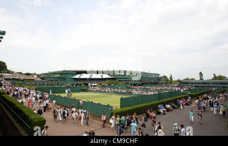 28.06.2012. The Wimbledon Tennis Championships 2012 held at The All England Lawn Tennis and Croquet Club, London, England, UK. Panoramic view if the layout of the courts on day 4 Stock Photo