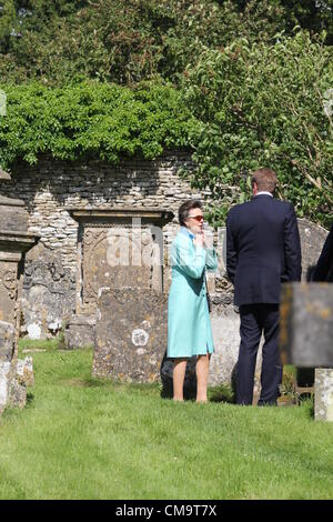 Cherington Gloucestershire,UK. 30 June, 2012. Princess Anne and Commander Tim Laurence before the christening of the Princess Royal's grand-daughter Isla Phillips at St. Nicholas' Church in Cherington Stock Photo