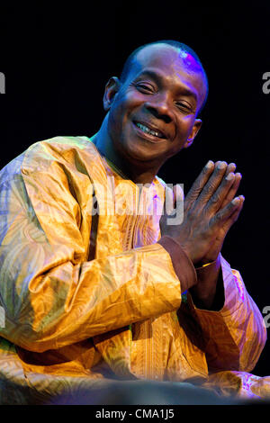 Back2Black Music Festival, Old Billingsgate Market, London, UK.01.07.2012 Picture shows artist Toumani Diabaté from Mali on the main stage at the Back2Black Music Festival, London, UK Stock Photo