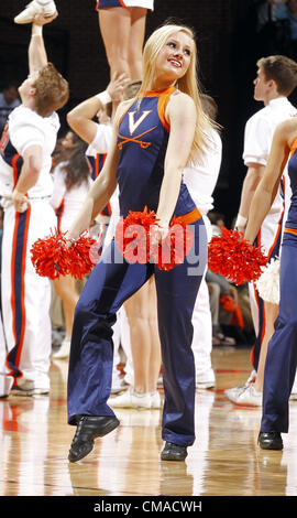 Jan. 31, 2012 - Charlottesville, Virginia, United States - Virginia Cavalier dancers perform during the game against the Clemson Tigers at the John Paul Jones Arena in Charlottesville, Virginia. Virginia defeated Clemson 65-61. (Credit Image: © Andrew Shurtleff/ZUMAPRESS.com) Stock Photo