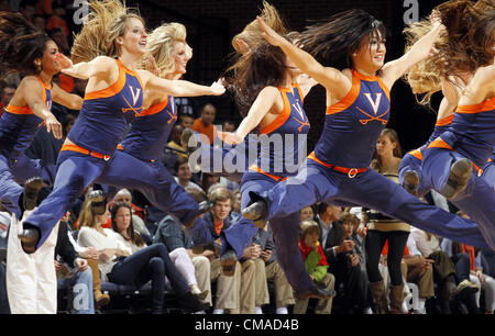 Jan. 31, 2012 - Charlottesville, Virginia, United States - Virginia Cavalier dancers perform during the game against the Clemson Tigers at the John Paul Jones Arena in Charlottesville, Virginia. Virginia defeated Clemson 65-61. (Credit Image: © Andrew Shurtleff/ZUMAPRESS.com) Stock Photo